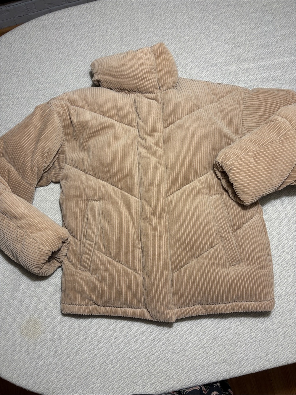 Joe Fresh Corduroy Cloud Puff Jacket in Tan. Size Small